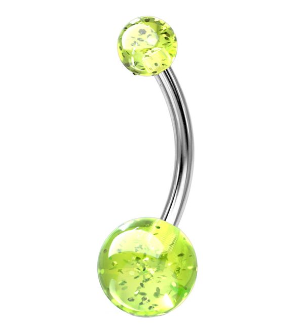 Lime Green UV Glitter Ball Belly Button Ring Online
