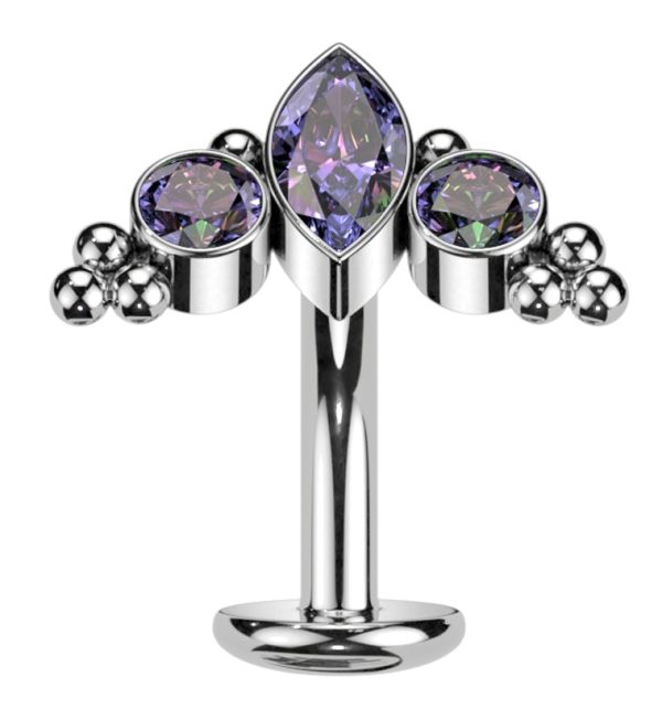 Crest Black Aurora CZ Titanium Threadless Floating Belly Button Ring (Convex Disk) Fashion