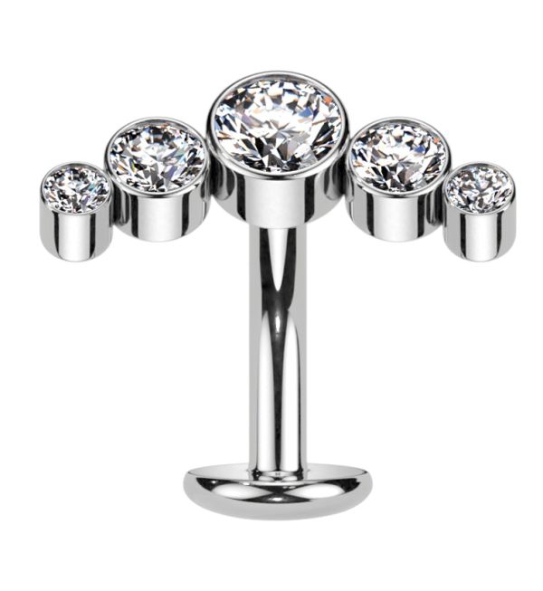 Arch Clear CZ Titanium Threadless Floating Belly Button Ring (Convex Disk) Fashion