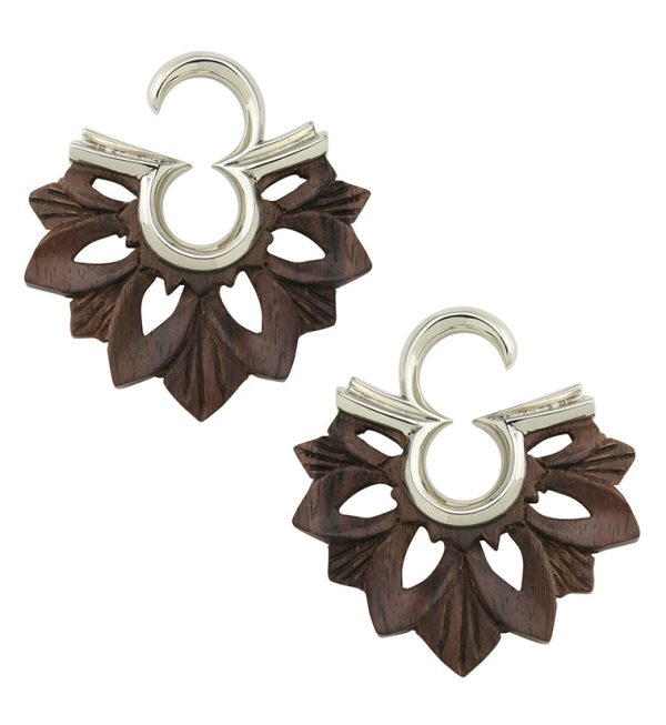 Mandala Wooden X White Brass Ear Weights Discount