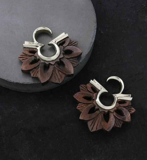 Mandala Wooden X White Brass Ear Weights Discount - Image 2