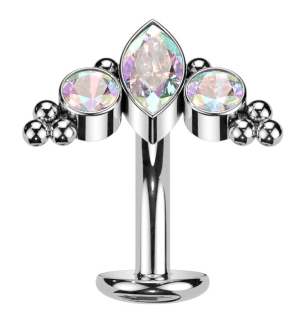 Crest Rainbow Aurora CZ Titanium Threadless Floating Belly Button Ring (Convex Disk) Hot on Sale