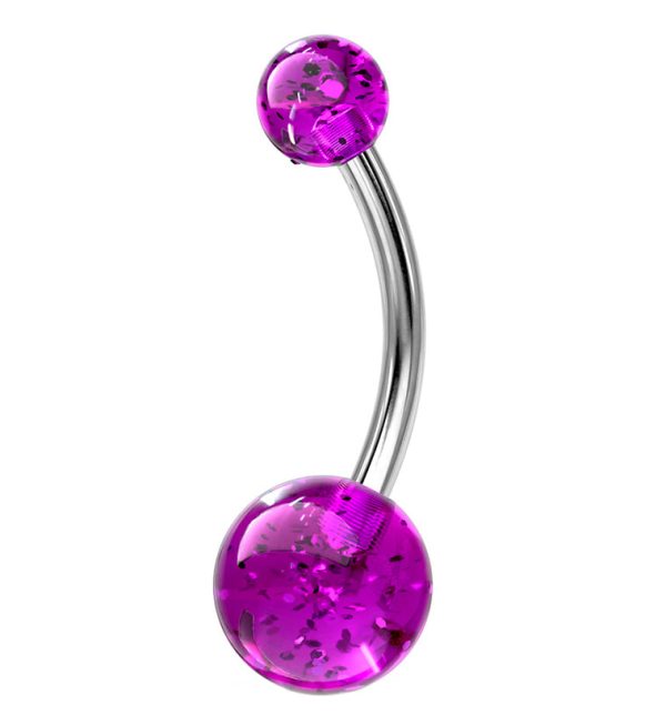 Purple UV Glitter Ball Belly Button Ring Discount