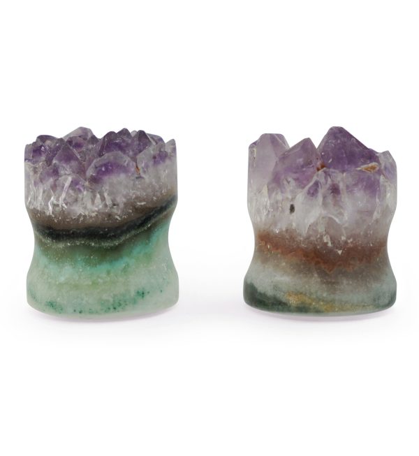Raw Amethyst Plugs 9 16  (14mm) Version 8 For Sale