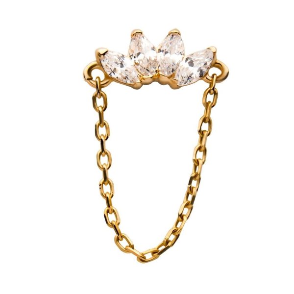 14kt Gold Lotus CZ Chain Threadless Top For Discount