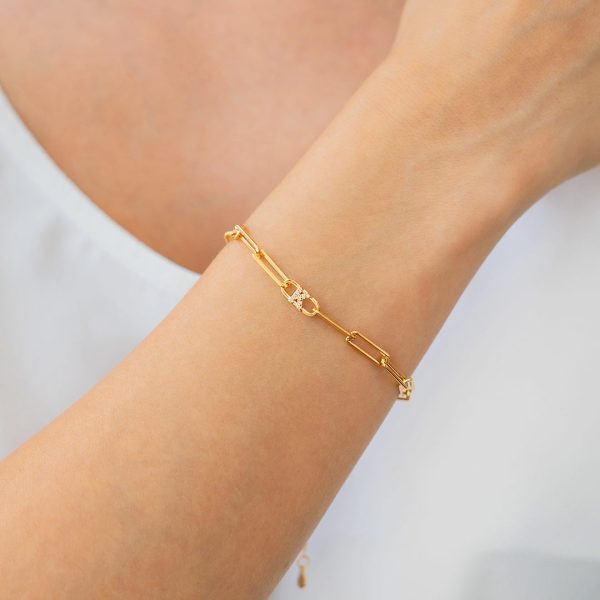 Paperclip Bracelet with Pave Initials Supply - Image 5