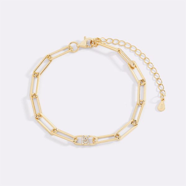 Paperclip Bracelet with Pave Initials Supply - Image 4