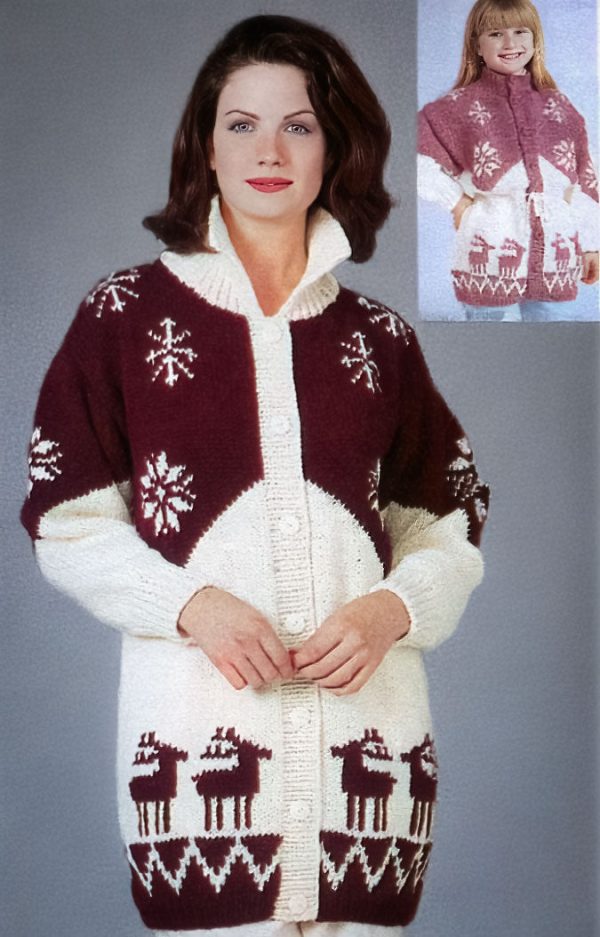 Ladies  Deer And Snowflake Coat Pattern Sale